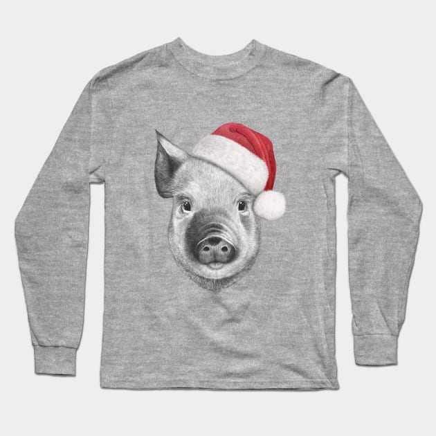 Christmas pig Long Sleeve T-Shirt by kodamorkovkart